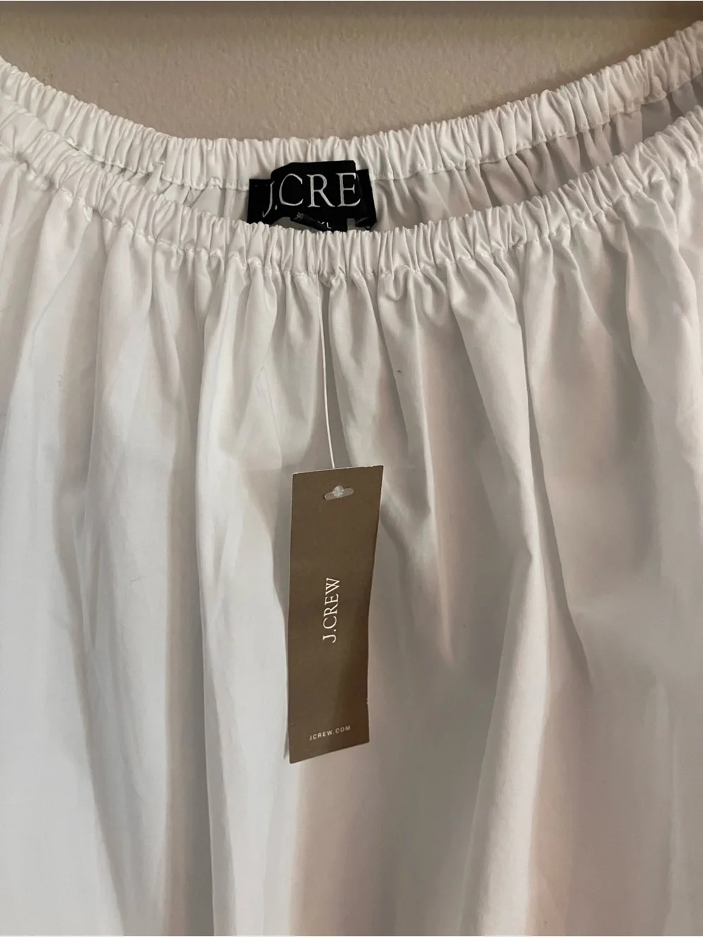 J. Crew White Puff-Sleeve Drawstring Cropped Peasant Blouse